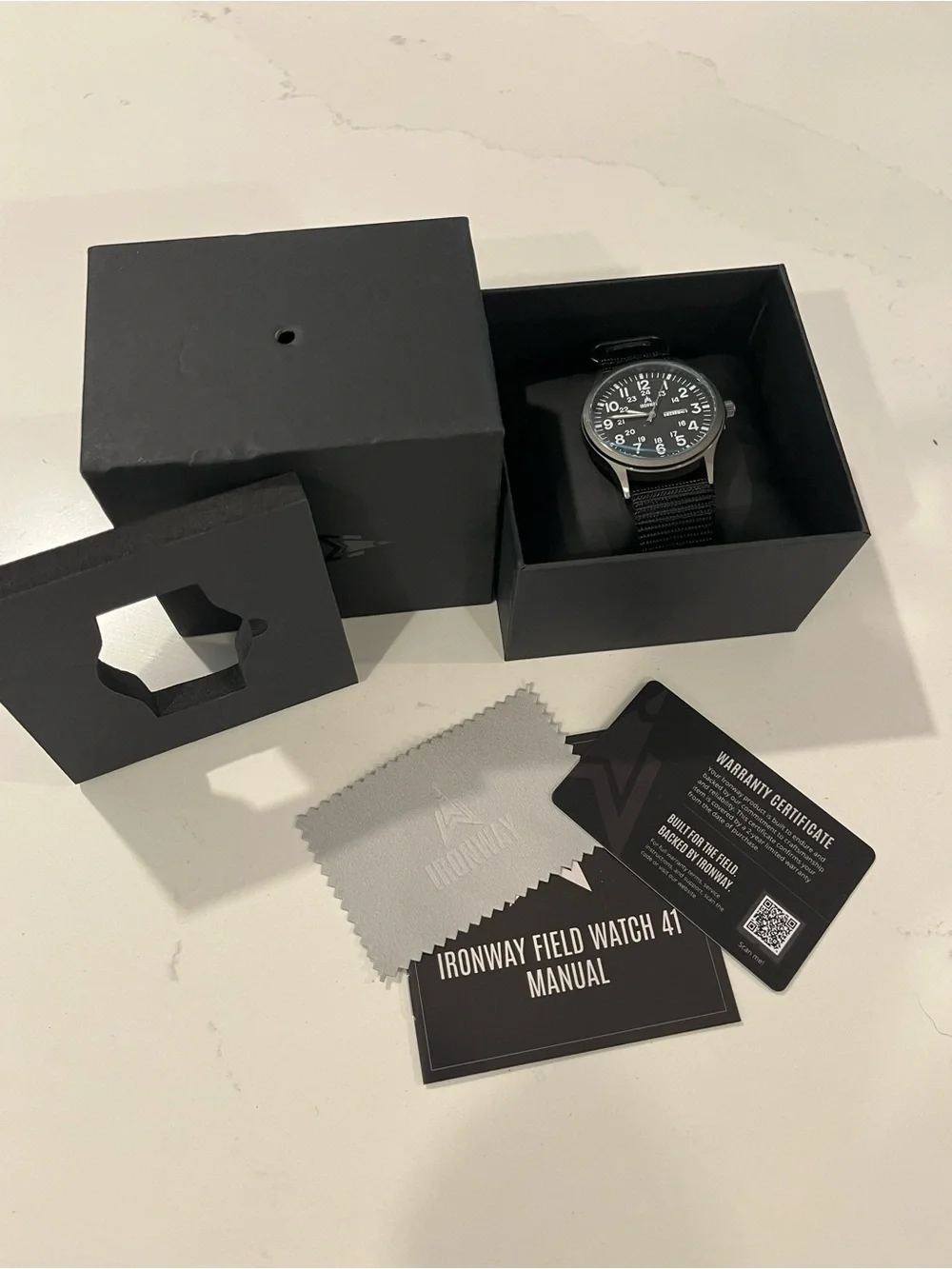 IronWay Field Watch With Black Nylon Nato Strap 41mm Quartz NWT